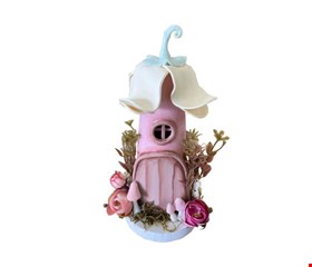 Temático Fada - Casa de Fada Rosa em Biscuit 22cmA 