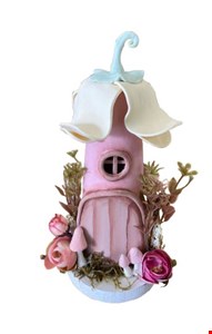 Temático Fada - Casa de Fada Rosa em Biscuit 22cmA 