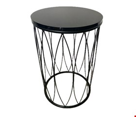 Mesa Industrial Redonda Preta Laqueada M 60cmA 40cmD