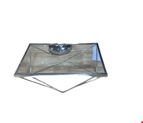 Bandeja diamante retangular prata com vidro G
