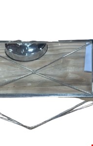 Bandeja diamante retangular prata com vidro G