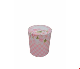 Capa de Cilindro - Tecido Sublimado Xadrez Rosa com Flores Cereja P 40x45 