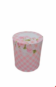 Capa de Cilindro - Tecido Sublimado Xadrez Rosa com Flores Cereja P 40x45 