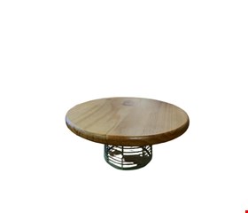 Suporte Madeira e Pé de Ferro Verde Listrado 28cmD 14cmA 