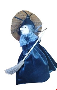 Temático Halloween - Bruxinha com Vassoura Veludo Preto 25cmA