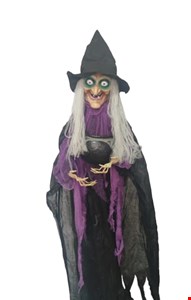 Temático Halloween - Bruxa Com Caldeirão Sonora p/ Pendurar 1,70cmA