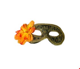 Temático Carnaval - Máscara Dourada Cobra com Flor P