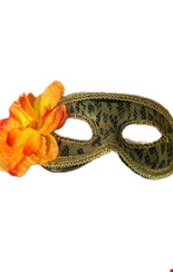 Temático Carnaval - Máscara Dourada Cobra com Flor P