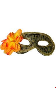 Temático Carnaval - Máscara Dourada Cobra com Flor P