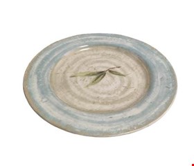 Prato de Sobremesa Borda Azul com Folha no centro 21cm