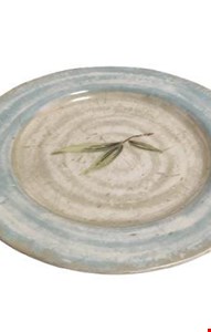Prato de Sobremesa Borda Azul com Folha no centro 21cm