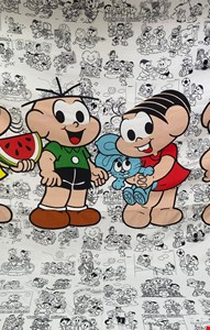 Painel Tecido Sublimado Retangular Turma da Mônica Gibi cmA cmC