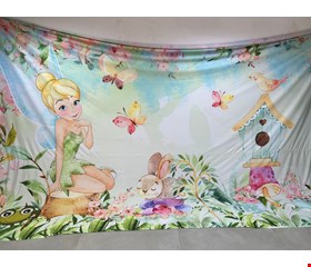Painel Tecido Sublimado Retangular Jardim da Tinker Bell cmA cmC