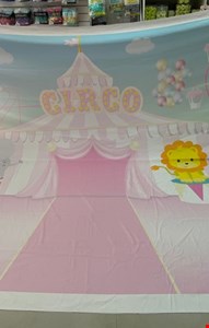 Painel Tecido Sublimado Retangular Circo Rosa cmA cmC