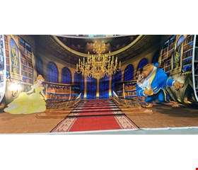 Painel Tecido Sublimado Retangular Bela e a Fera no Castelo cmA cmC