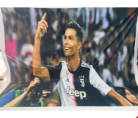Painel Tecido Sublimado Retangular Rosto Cristiano Ronaldo no Juventus cmA cmC