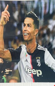 Painel Tecido Sublimado Retangular Rosto Cristiano Ronaldo no Juventus cmA cmC