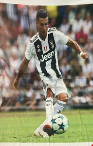 Painel Tecido Sublimado Retangular Rosto Cristiano Ronaldo jogando no Juventus cmA cmC