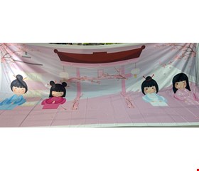 Painel Tecido Sublimado Retangular Japonesas Rosa cmA cmC