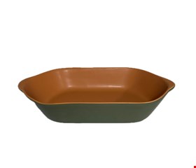 Assadeira Travessa Barro Marrom e Verde M 1,7L