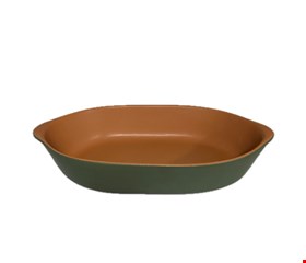 Assadeira Travessa Barro Marrom e Verde P 1,3L
