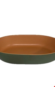 Assadeira Travessa Barro Marrom e Verde P 1,3L