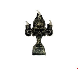 Temático Halloween - Castiçal Caveira Dourado Envelhecido 17cmA