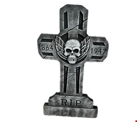 Temático Halloween - Lápide RIP Caveira 91cmA