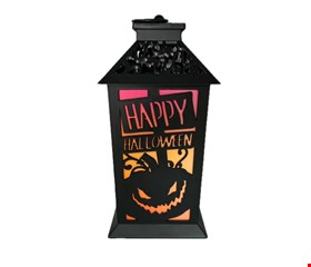 Temático Halloween - Luminária Preta com Abóbora 28,5cmA 