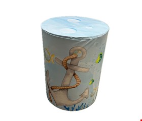 Capa de Cilindro - Tecido Sublimado Fundo do Mar Azul e Âncora M 60x45 