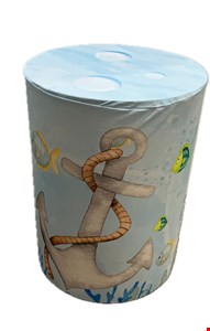 Capa de Cilindro - Tecido Sublimado Fundo do Mar Azul e Âncora M 60x45 