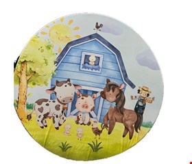 Painel Redondo Tecido Sublimado - Fazendinha Azul 1,50mD 