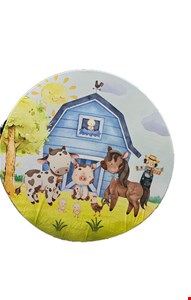 Painel Redondo Tecido Sublimado - Fazendinha Azul 1,50mD 