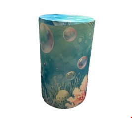 Capa Cilindro - Fundo do Mar Azul Bolhas e Algas Sereia G 80cmAx50cmD 