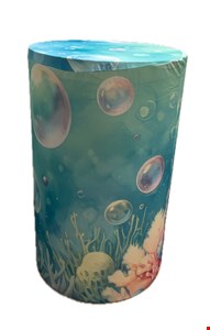 Capa Cilindro - Fundo do Mar Azul Bolhas e Algas Sereia G 80cmAx50cmD 