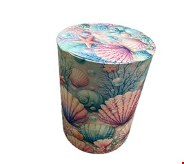 Capa de Cilindro - Tecido Sublimado Fundo do Mar Azul Bolhas, Algas e Conchas Sereia M 60x45 