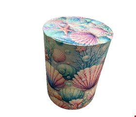 Capa de Cilindro - Tecido Sublimado Fundo do Mar Azul Bolhas, Algas e Conchas Sereia M 60x45 