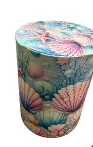 Capa de Cilindro - Tecido Sublimado Fundo do Mar Azul Bolhas, Algas e Conchas Sereia M 60x45 