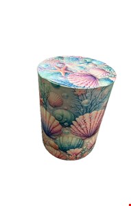 Capa de Cilindro - Tecido Sublimado Fundo do Mar Azul Bolhas, Algas e Conchas Sereia M 60x45 