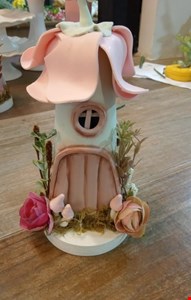 Temático Fada - Casa de Fada Verde em Biscuit 22cmA 