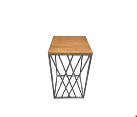 Mesa Cubo Telada Ferro Prata M 40cmC 71cmA