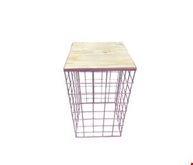 Mesa Cubo Telada Ferro Rosa  M 34cmC 60cmA