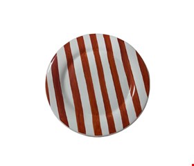 Prato Itália Listrado Vermelho e Branco 33cmD