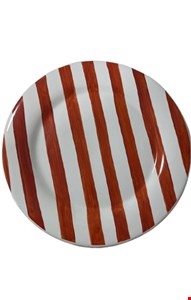 Prato Itália Listrado Vermelho e Branco 33cmD