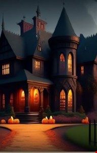 Painel Tecido Sublimado Retangular Castelo Halloween 4,5mL X 3,5mA 
