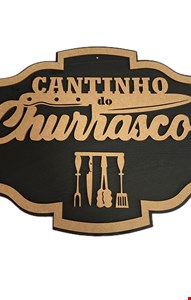 Temático Boteco - Placa Cantinho do Churrasco MDF