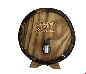 Temático Boteco - Pingometro Redondo Cantinho da Cachaça Madeira Rústico 25cmD 