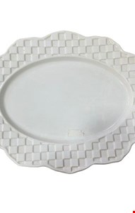 Bandeja Travessa Quadriculada Branca 38cmC 29cmL