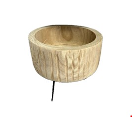 Suporte Cachepot Madeira Clara Pés Ferro 18cmD 22cmA