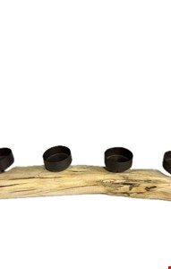 Porta Velas Tronco Madeira e Ferro Marrom 40cmC Porta Velas Tronco Madeira e Ferro Marrom 40cmC